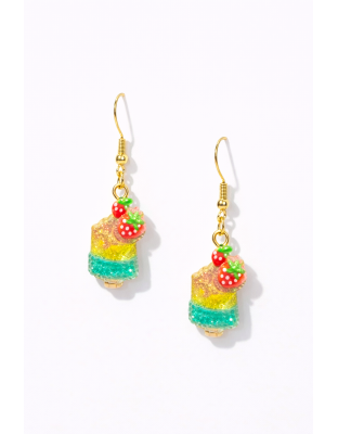 Handmade Glittery Green Yellow Popsicle Ice Cream Dangling Earrings Supporting Awareness for Chronic Rare and Invisible Illnesses