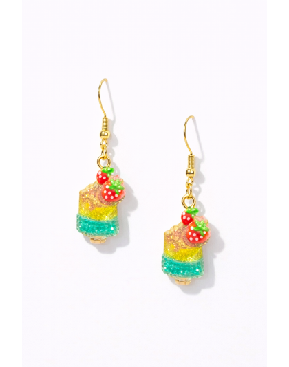 Handmade Glittery Green Yellow Popsicle Ice Cream Dangling Earrings Supporting Awareness for Chronic Rare and Invisible Illnesses