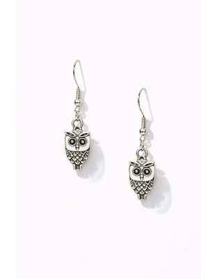 Handmade Silver Owl Dangling Earrings Supporting Awareness for Chronic Rare and Invisible Illnesses