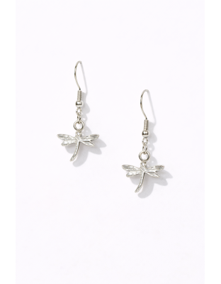 Handmade Silver Dragonfly Dangling Earrings Supporting Awareness for Chronic Rare and Invisible Illnesses