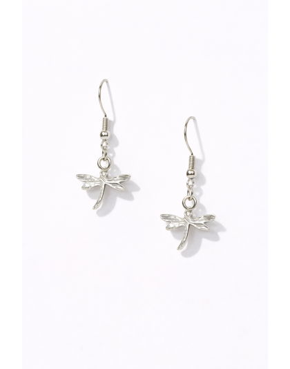 Handmade Silver Dragonfly Dangling Earrings Supporting Awareness for Chronic Rare and Invisible Illnesses