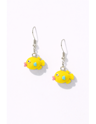 Handmade Adorable Yellow Fish Dangling Earrings Supporting Awareness for Chronic Rare and Invisible Illnesses