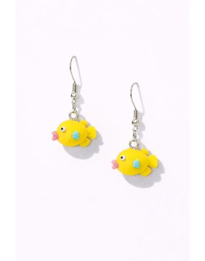 Handmade Adorable Yellow Fish Dangling Earrings Supporting Awareness for Chronic Rare and Invisible Illnesses