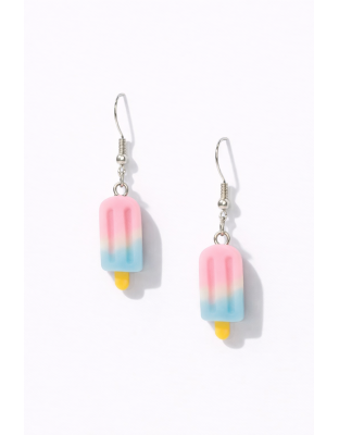 Handmade Light Pink White Blue Popsicle Ice Cream Dangling Earrings Supporting Awareness for Chronic Rare and Invisible Illnesses