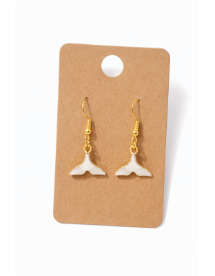 Handmade White Cream Dolphin Tail Dangling Earrings Supporting Awareness for Chronic Rare and Invisible Illnesses