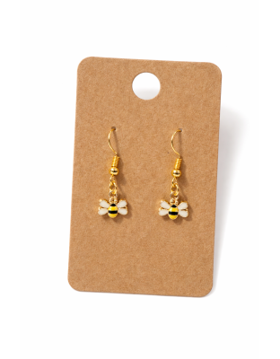 Handmade Yellow Bee Dangling Earrings Supporting Awareness for Chronic Rare and Invisible Illnesses