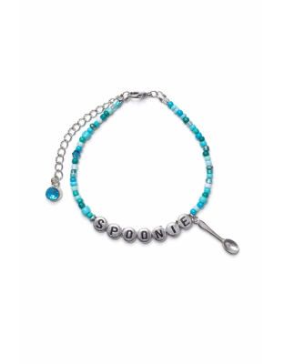 Teal Spoonie Bracelet with Spoon Charm – Chronic Illness &amp; Rare and Invisible Disabilities Awareness Jewelry