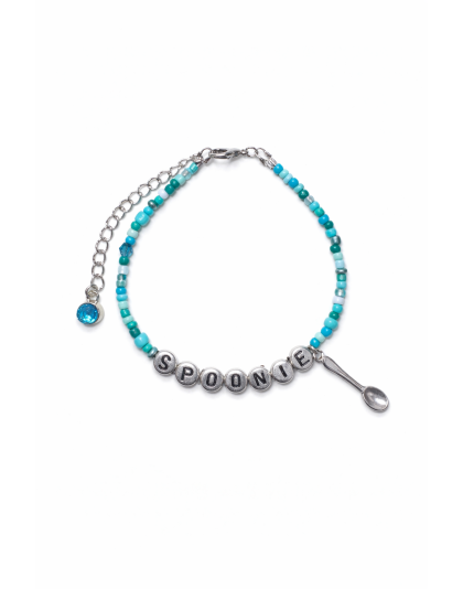 Teal Spoonie Bracelet with Spoon Charm – Chronic Illness &amp; Rare and Invisible Disabilities Awareness Jewelry