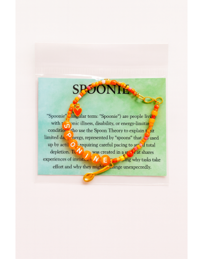 Orange Spoonie Bracelet with Spoon Charm – Chronic Illness &amp; Rare and Invisible Disabilities Awareness Jewelry