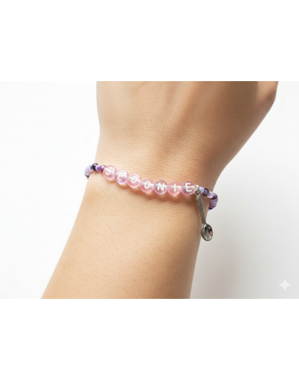 Pink &amp; Purple Spoonie Bracelet with Spoon Charm – Chronic Illness &amp; Rare and Invisible Disabilities Awareness Jewelry