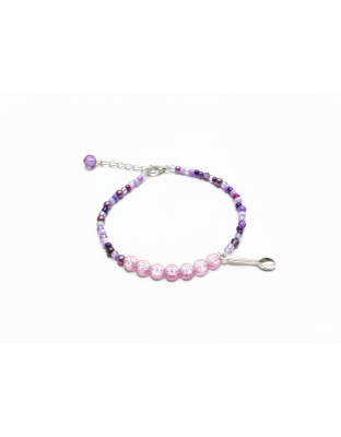 Pink &amp; Purple Spoonie Bracelet with Spoon Charm – Chronic Illness &amp; Rare and Invisible Disabilities Awareness Jewelry