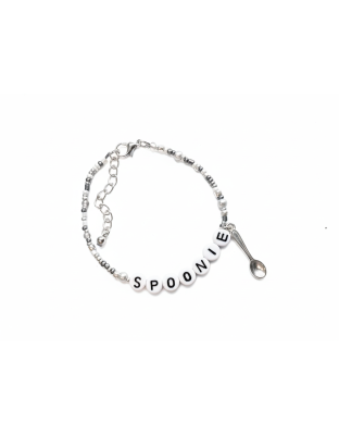 Gray Spoonie Bracelet with Spoon Charm – Chronic Illness &amp; Rare and Invisible Disabilities Awareness Jewelry