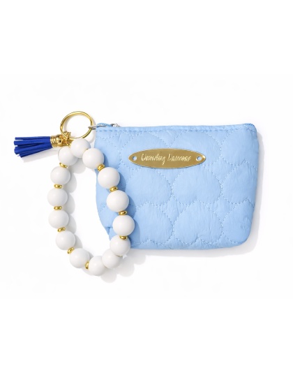 Blue White Gold Beaded Wristlet Pouch Support Awareness Chronic and Rare Diseases