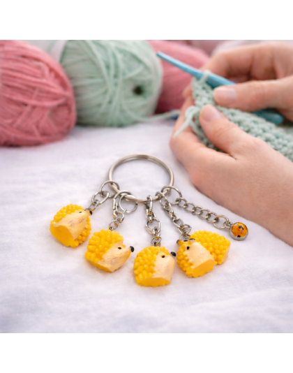 Handmade Yellow Porcupines Awareness Stitch Markers Supporting &amp; Spreading Awareness Chronic Rare Disease