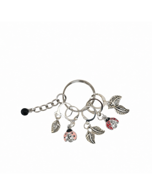 Handmade Silver Ladybugs &amp; Leaves Awareness Stitch Markers Supporting &amp; Spreading Awareness Chronic Rare Disease