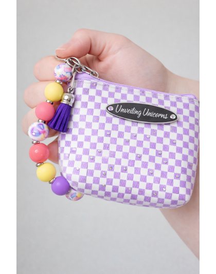 Yellow Orange Purple Silver Beaded Wristlet Pouch Support Awareness Chronic and Rare Diseases