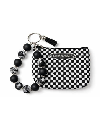 Blue White Gold Beaded Wristlet Pouch Support Awareness Chronic and Rare Diseases