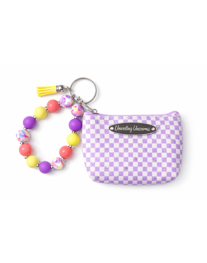 Yellow Orange Purple Silver Beaded Wristlet Pouch Support Awareness Chronic and Rare Diseases
