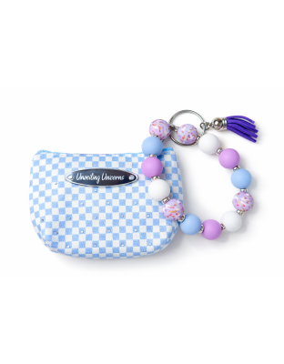 Blue White Purple Silver Beaded Wristlet Pouch Support Awareness Chronic and Rare Diseases