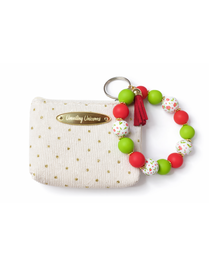 Red Green Beige Gold Beaded Wristlet Pouch Support Awareness Chronic and Rare Diseases